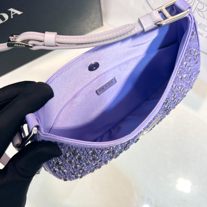 Cleo Crystal-Embellished Satin Handbag“23*21*10CM”-088=