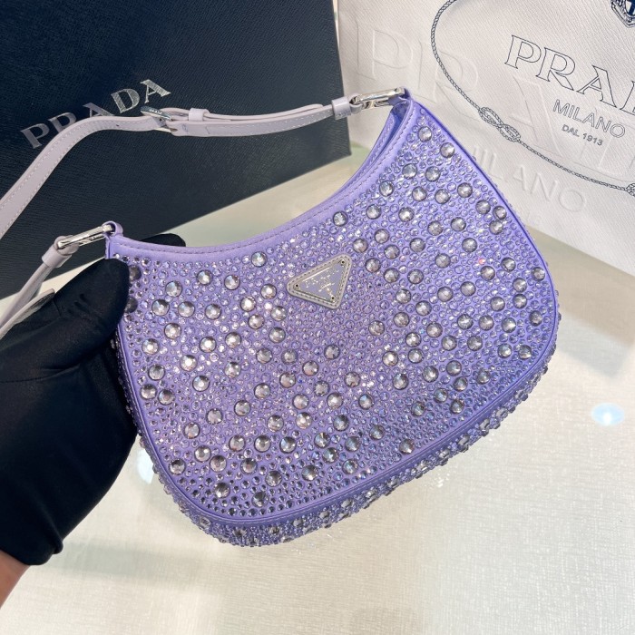 Cleo Crystal-Embellished Satin Handbag“23*21*10CM”-088=