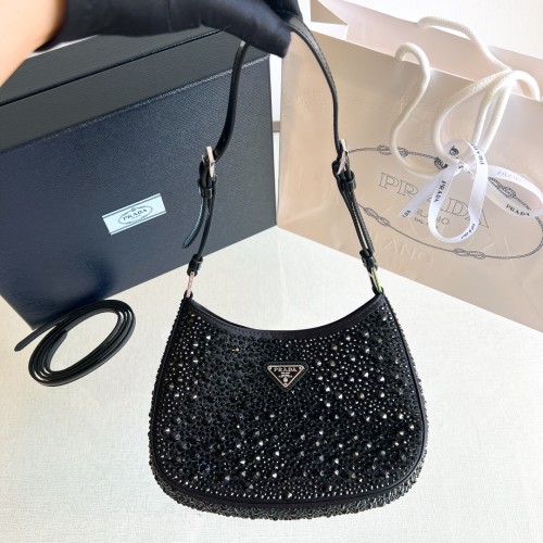 Cleo Crystal-Embellished Satin Handbag“23*21*10CM”-088=