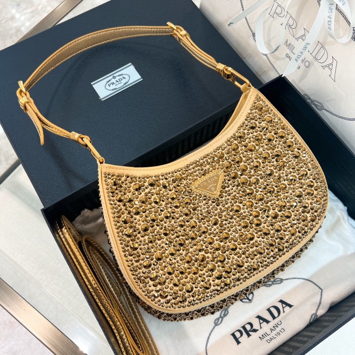Cleo Crystal-Embellished Satin Handbag“23*21*10CM”-088=