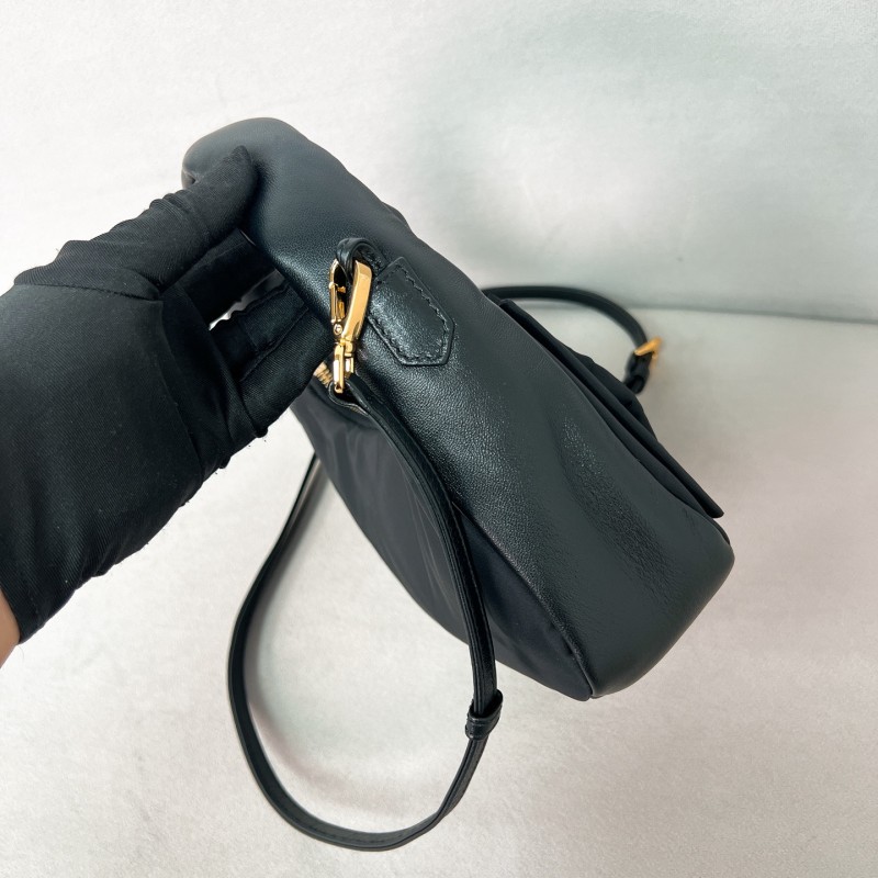 Re-Nylon And Nappa Leather Mini-Bag With Bow“22*13*7CM”-087=