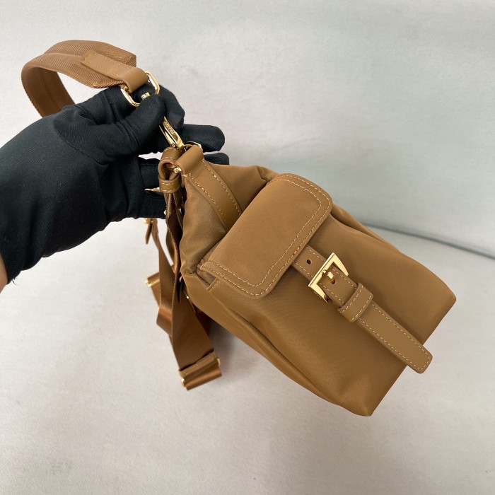 Explore large Re-Nylon and leather bag“32*22*11.5CM”-089=