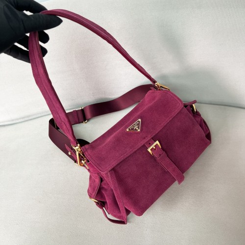 Explore medium suede shoulder bag with flap“30*14*10CM”-089=