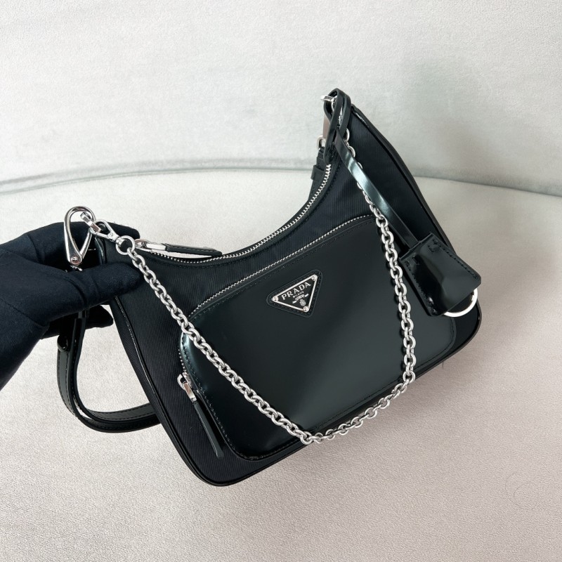 Re-Nylon And Brushed Leather Bag“22*19.5*6CM”-088=