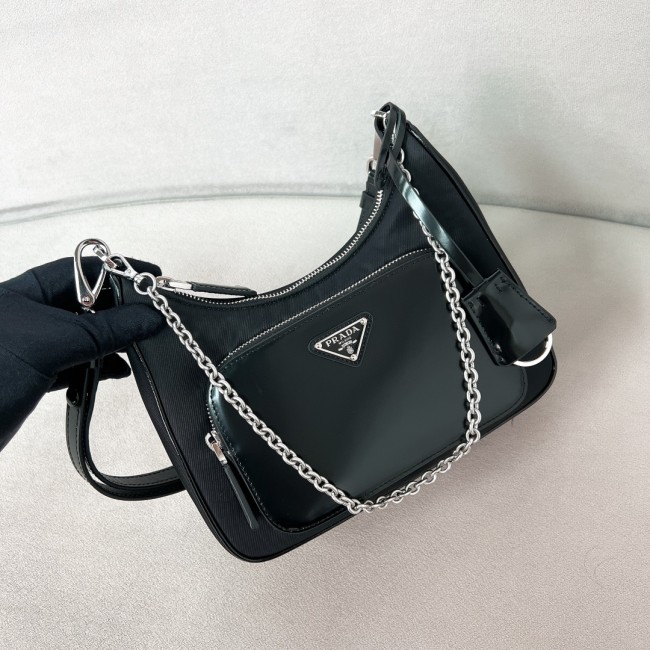 Re-Nylon And Brushed Leather Bag“22*19.5*6CM”-088=