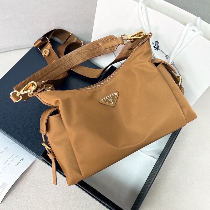 Explore large Re-Nylon and leather bag“32*22*11.5CM”-089=