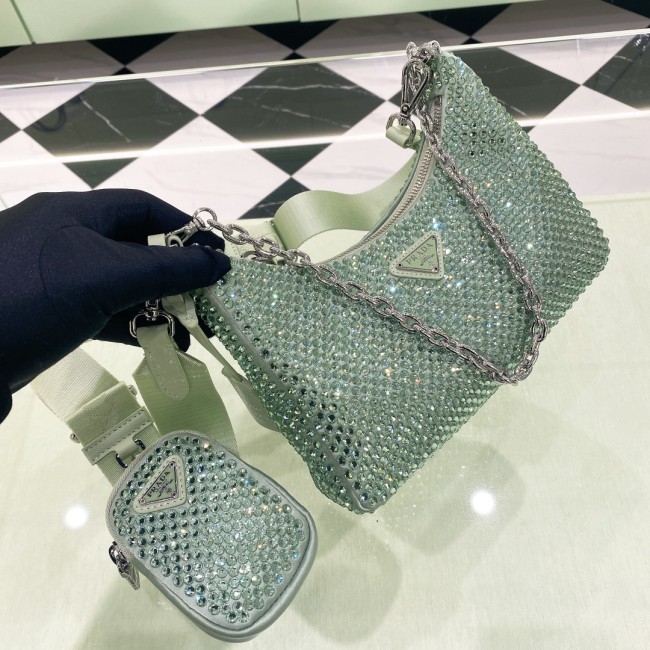 Re-Nylon Sequinned Mini Bag“22*18*6.5CM”-088=