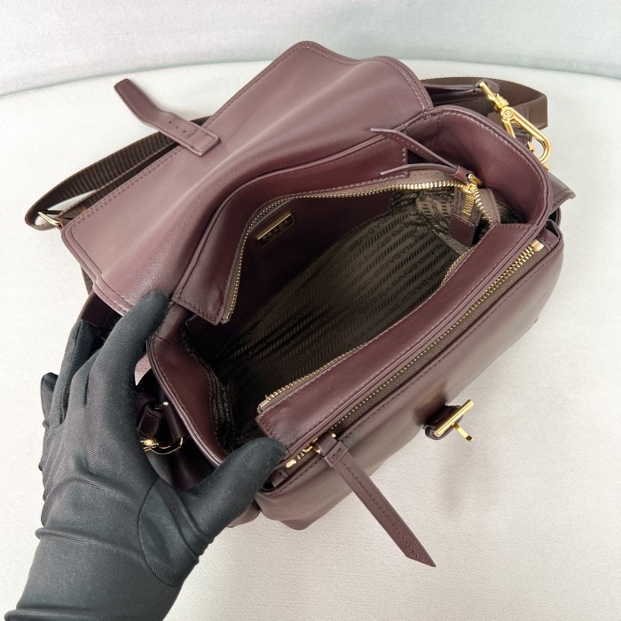 Explore nappa leather shoulder bag with flap“30*14*10CM”-0801=