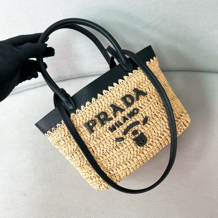 Crochet And Leather Tote Bag“21*16*10CM”-089=