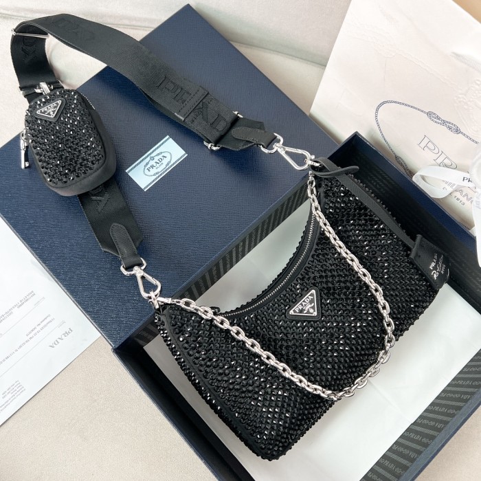 Re-Edition 2005 Crystalsatin Bag“22*18*6.5CM”-087=