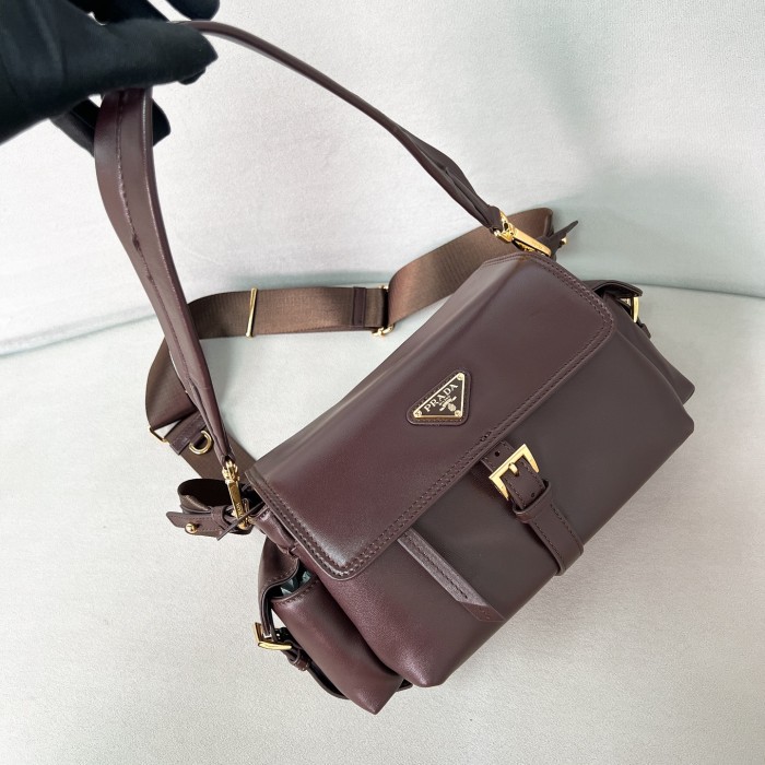 Explore nappa leather shoulder bag with flap“30*14*10CM”-0801=