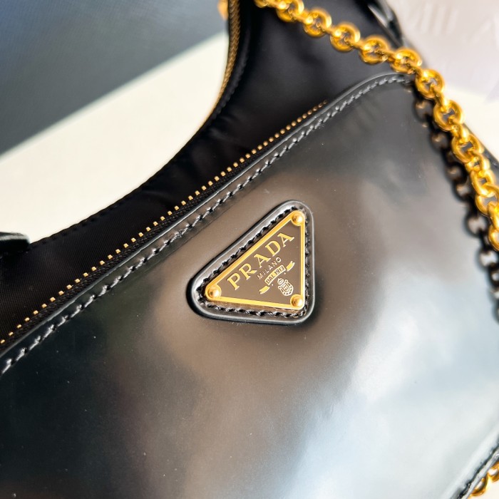 Re-Nylon And Brushed Leather Bag“22*19.5*6CM”-088=
