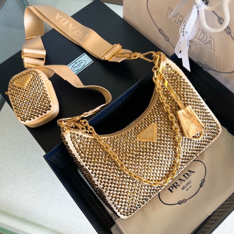 Re-Edition Handbag With Crystals“22*18*6.5CM”-088=