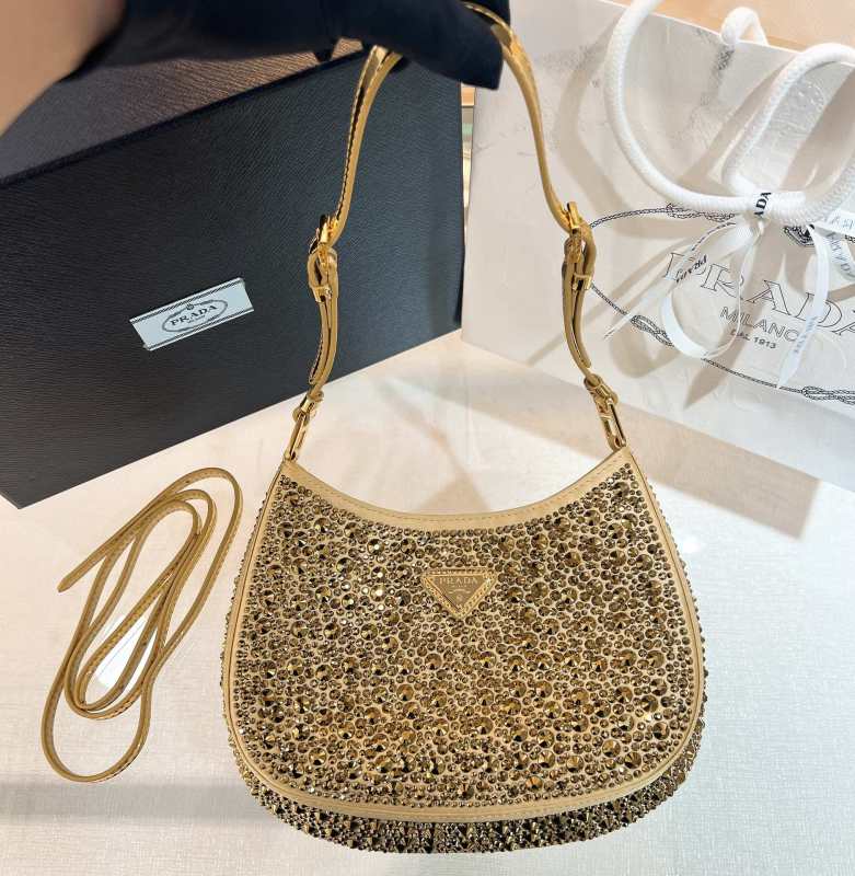Cleo Crystal-Embellished Satin Handbag“23*21*10CM”-088=