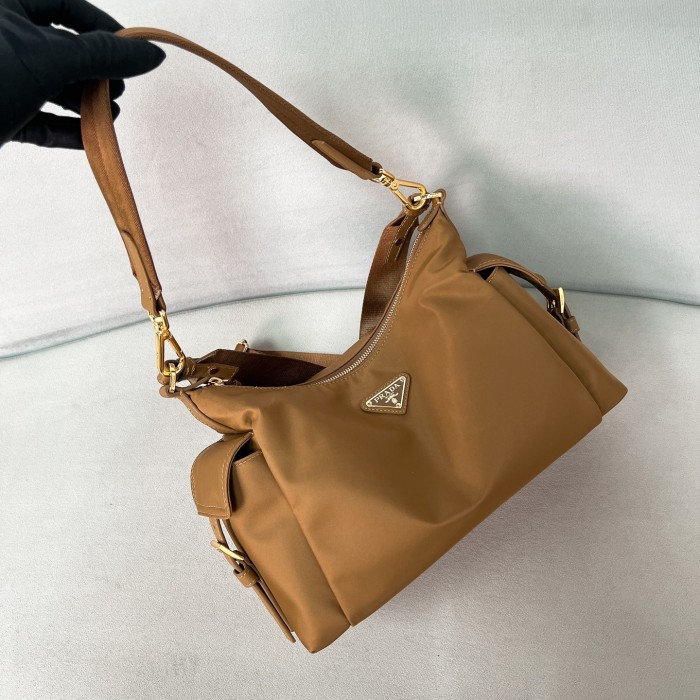 Explore large Re-Nylon and leather bag“32*22*11.5CM”-089=