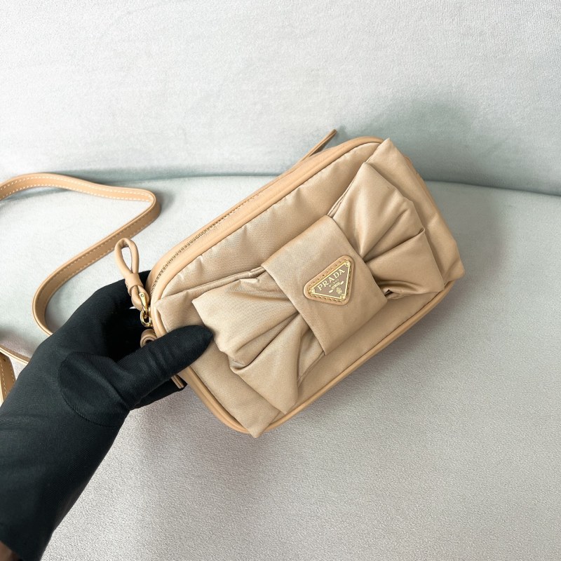 Re-Nylon And Nappa Leather Mini Shoulder Bag With Bow“18.5*11.5*5CM”-086=