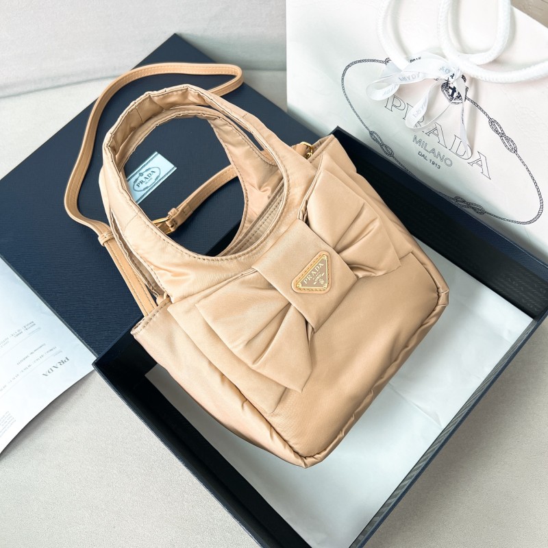 Padded Re-Nylon Mini-Bag With Bow“15.5*10*18CM”-088=