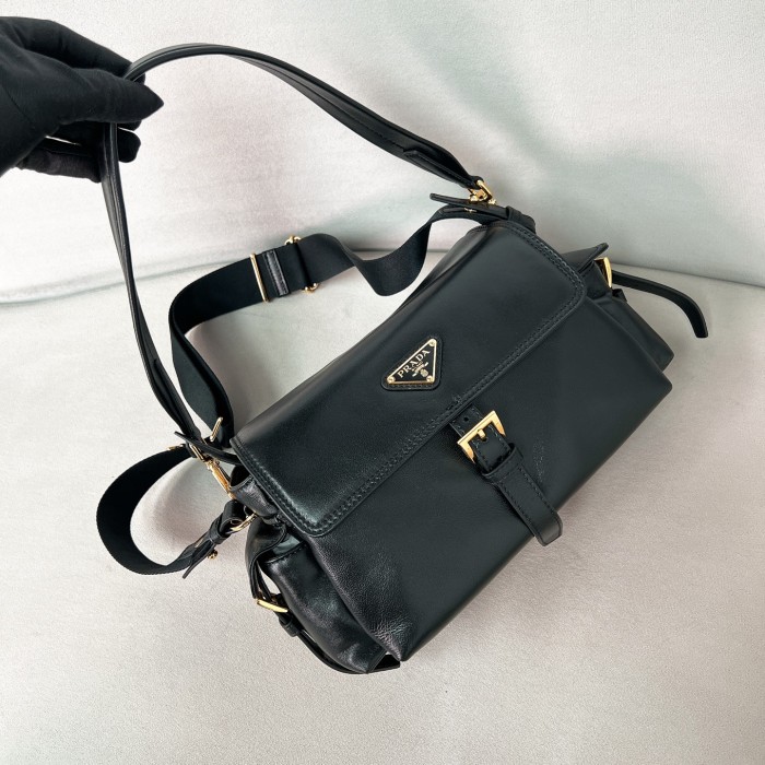 Explore nappa leather shoulder bag with flap“30*14*10CM”-0801=