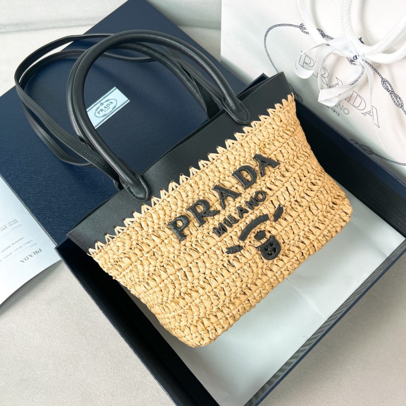 Crochet And Leather Tote Bag“21*16*10CM”-089=