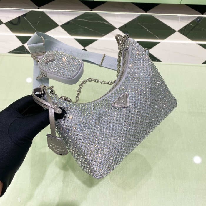 Re-Nylon Sequinned Mini Bag“22*18*6.5CM”-088=
