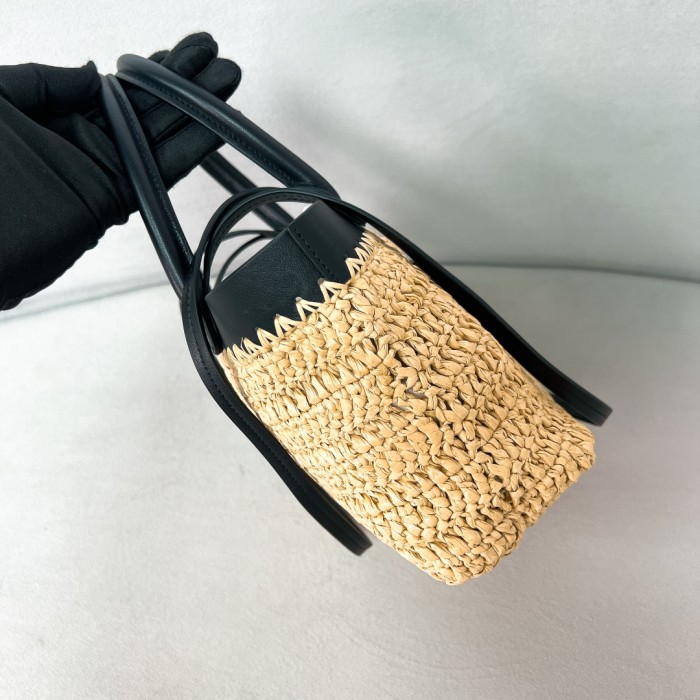 Crochet And Leather Tote Bag“21*16*10CM”-089=