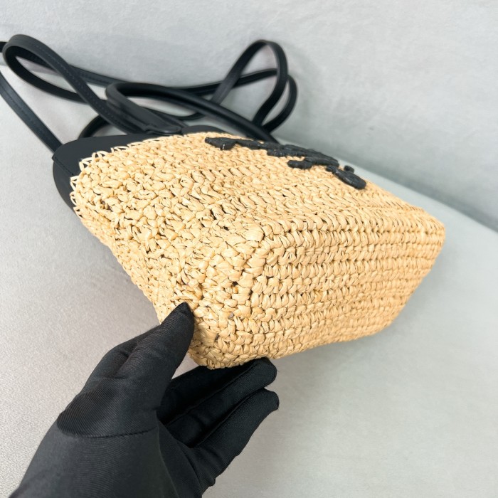 Crochet And Leather Tote Bag“21*16*10CM”-089=