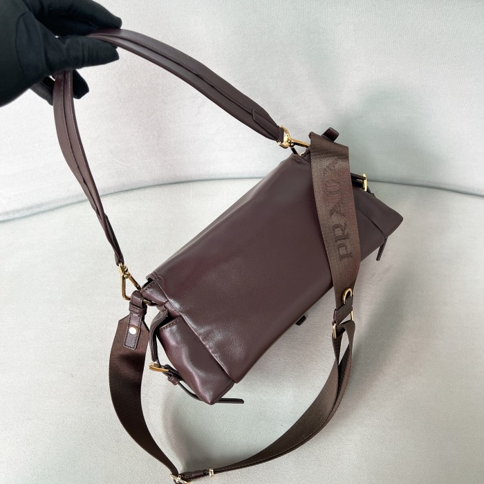 Explore nappa leather shoulder bag with flap“30*14*10CM”-0801=