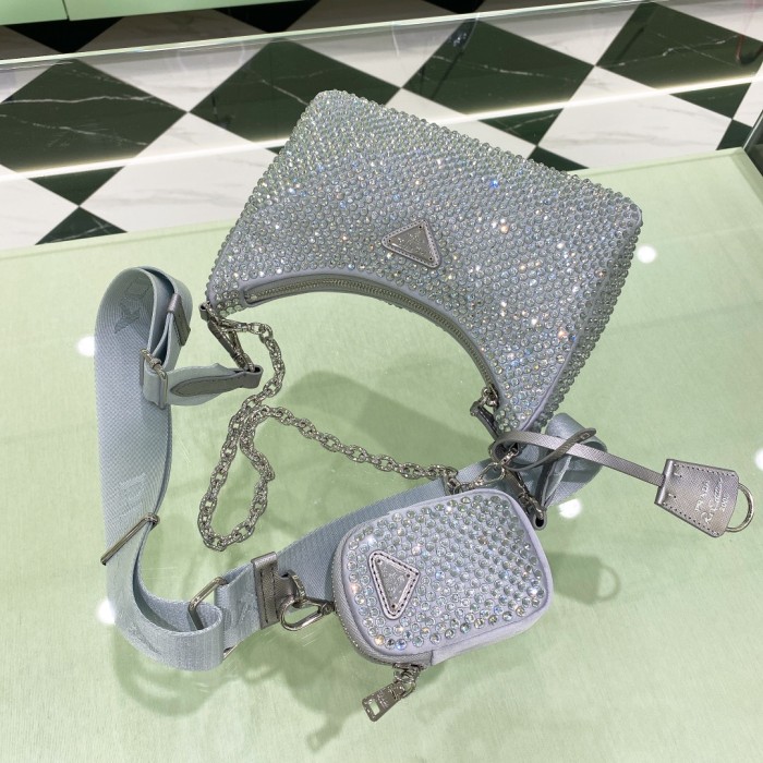 Re-Nylon Sequinned Mini Bag“22*18*6.5CM”-088=