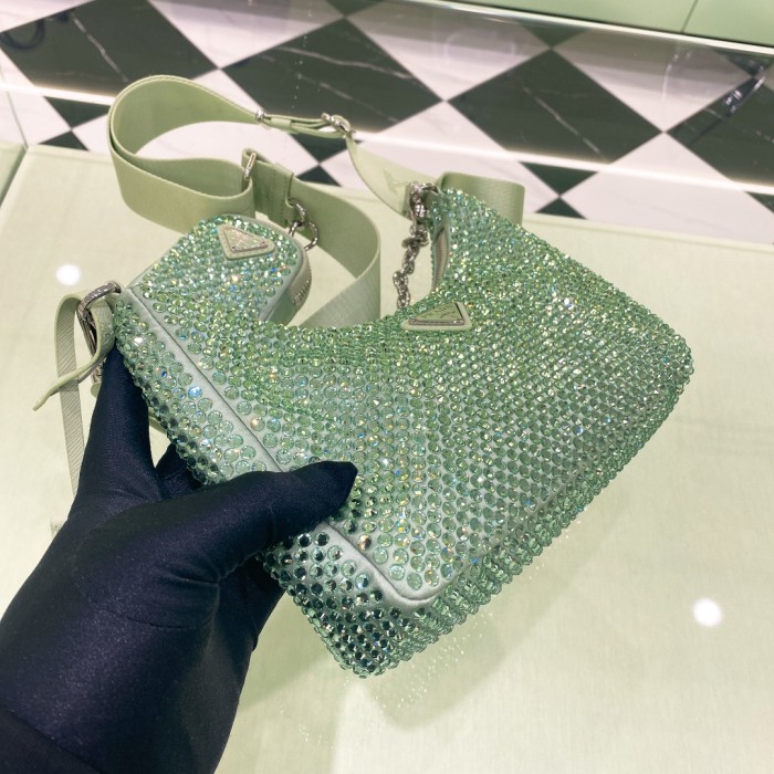 Re-Nylon Sequinned Mini Bag“22*18*6.5CM”-088=