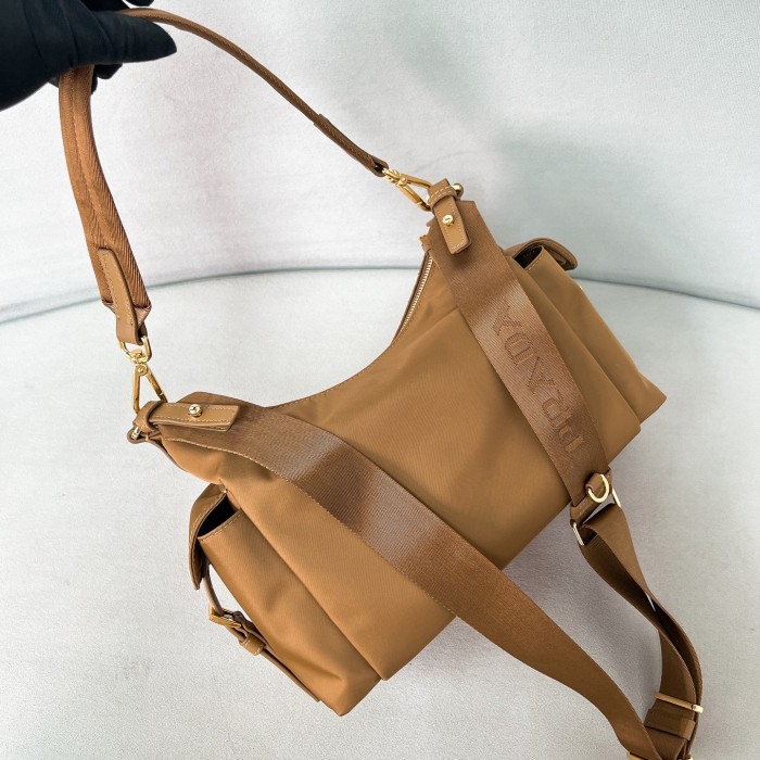 Explore large Re-Nylon and leather bag“32*22*11.5CM”-089=