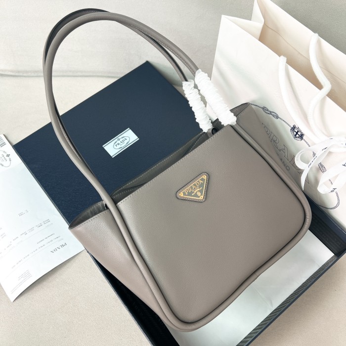 Vitello Daino Leather Tote Bag“25*18.5*12.5CM”-0801=