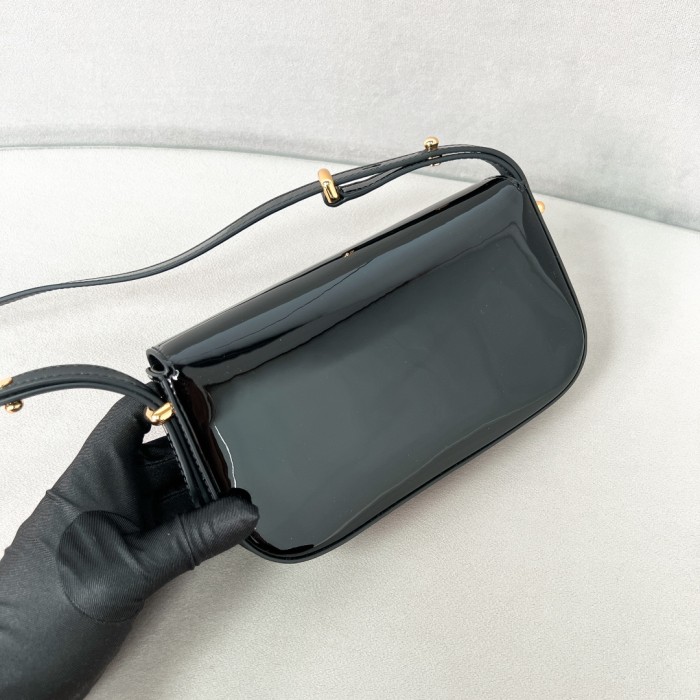 Logo-Plaque Glossy Leather Cross-Body Bag“20.5*10.5*4CM”-089=