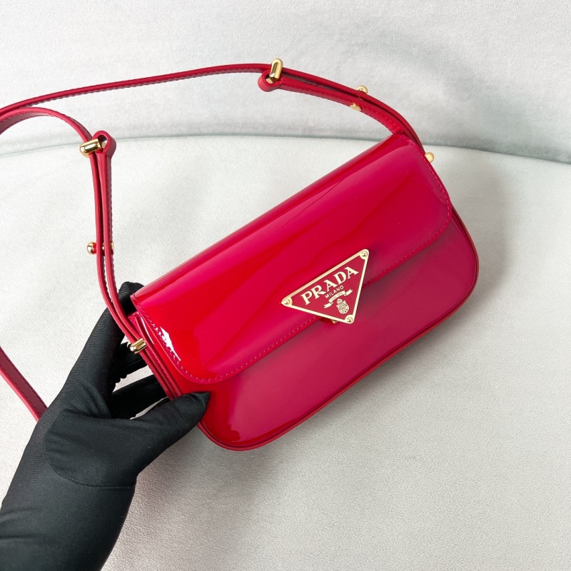 Logo-Plaque Glossy Leather Cross-Body Bag“20.5*10.5*4CM”-089=