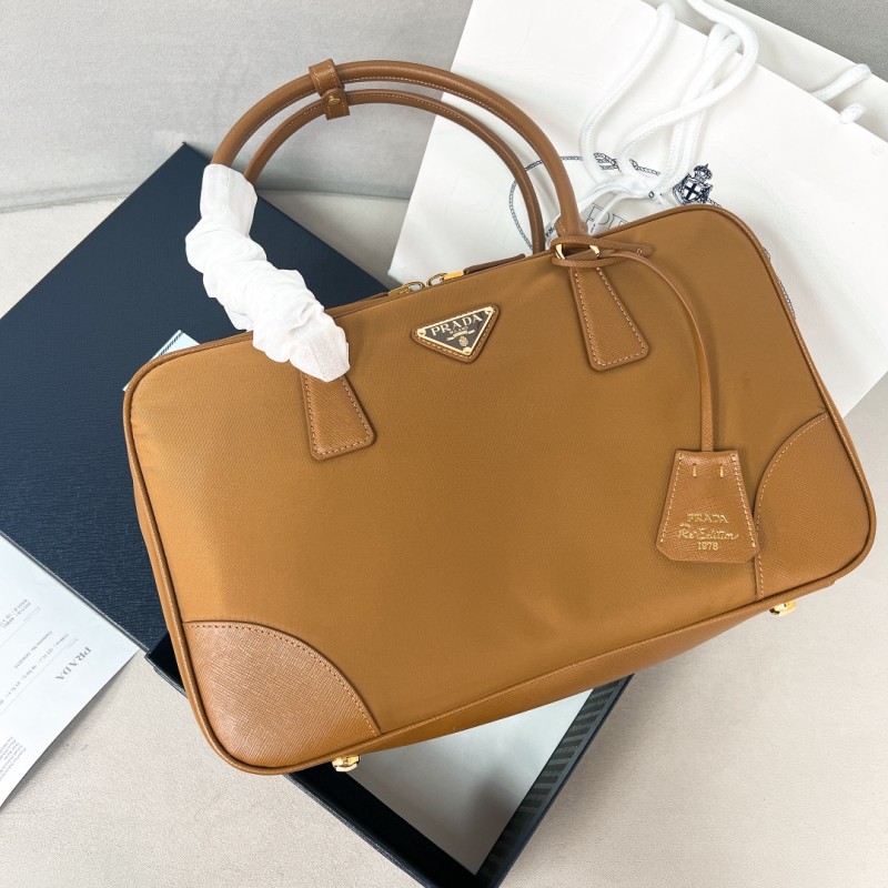 Re-Edition 1978 Re-Nylon and Saffiano leather two-handle bag“35*21*10CM”-0801=