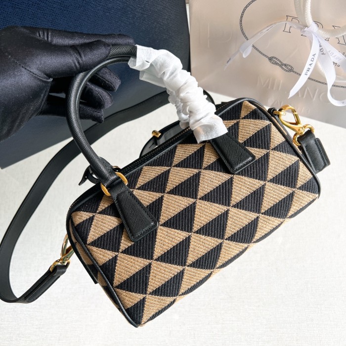 Embroidered Fabric Small Tote Bag Boston Bag“20*11.5*11CM”-089=