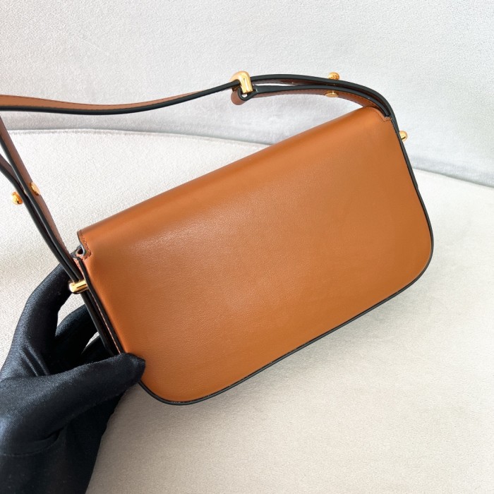 Logo-Plaque Glossy Leather Cross-Body Bag“20.5*10.5*4CM”-089=