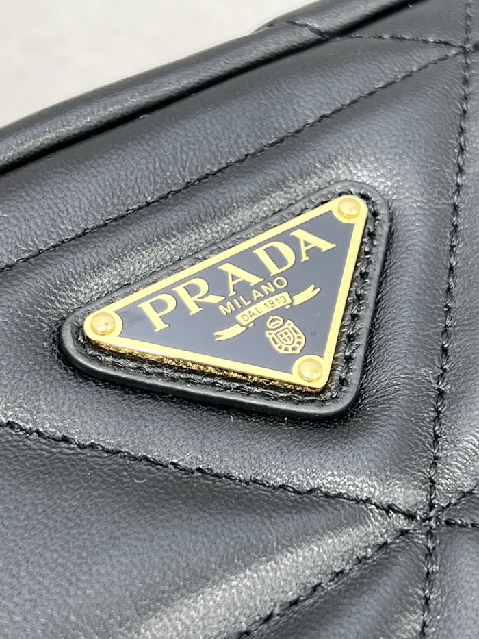 Black Quilted Leather Camera Bag“22*11*7CM”-088=