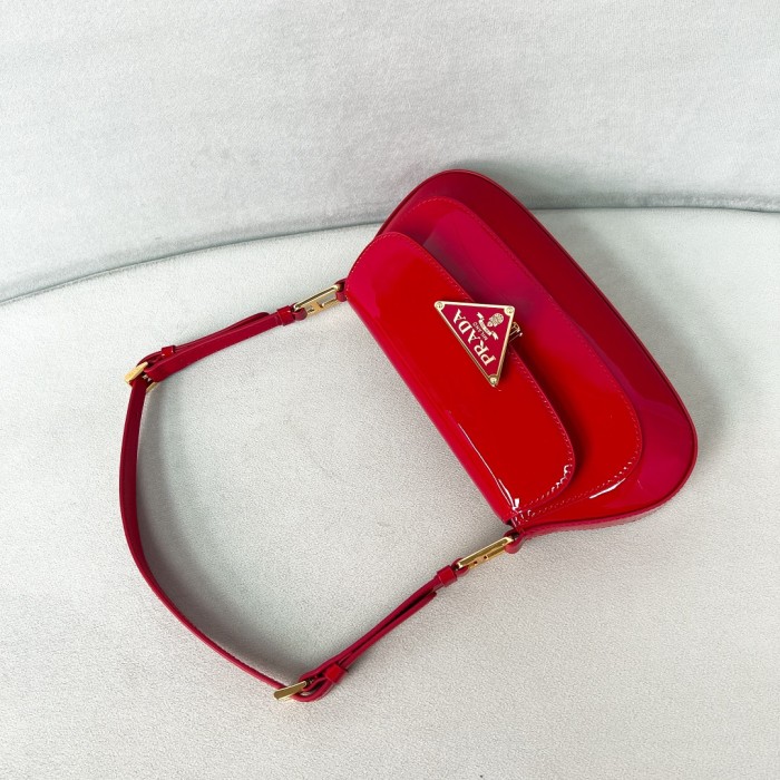 Triangle Patent Leather Shoulder Bag“22.5*11*4CM”-089=