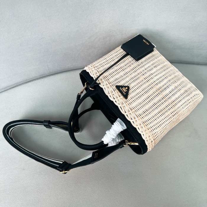 Wicker Logo-Plaque Satchel Bag“26*18*11.5CM”-0811=