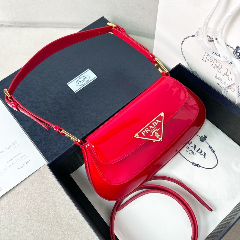 Triangle Patent Leather Shoulder Bag“22.5*11*4CM”-089=