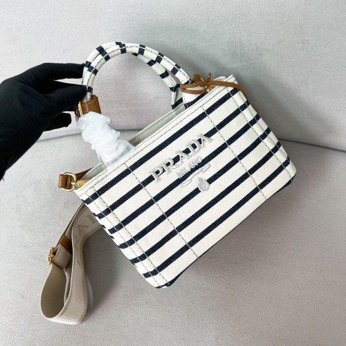 Jardinière striped cotton canvas mini-bag“22*15*13CM”-088=