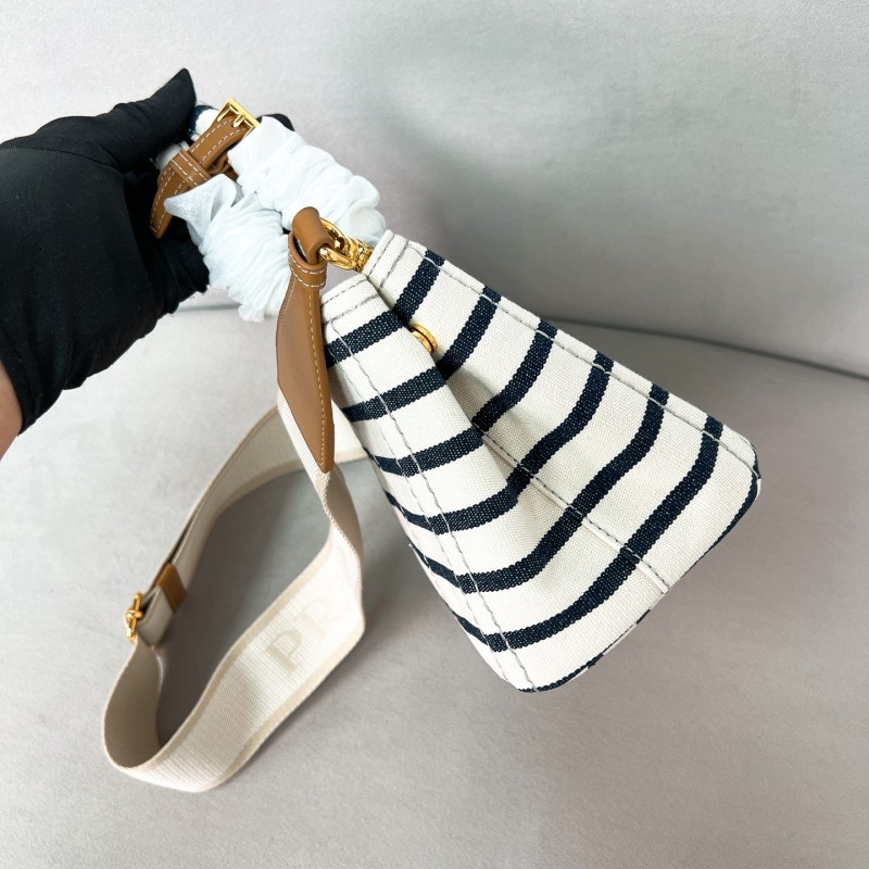 Jardinière striped cotton canvas mini-bag“22*15*13CM”-088=