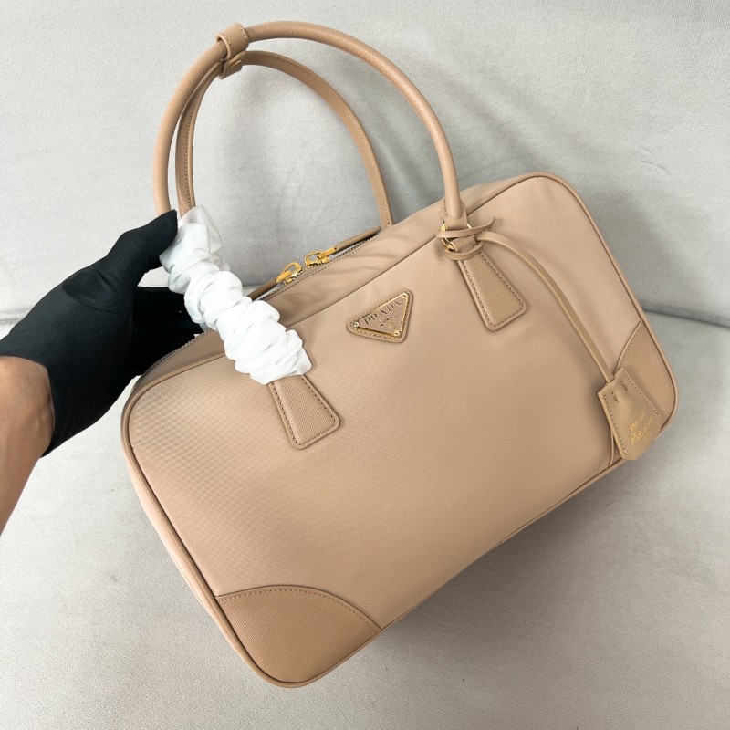 Re-Edition 1978 Re-Nylon and Saffiano leather two-handle bag“35*21*10CM”-0801=