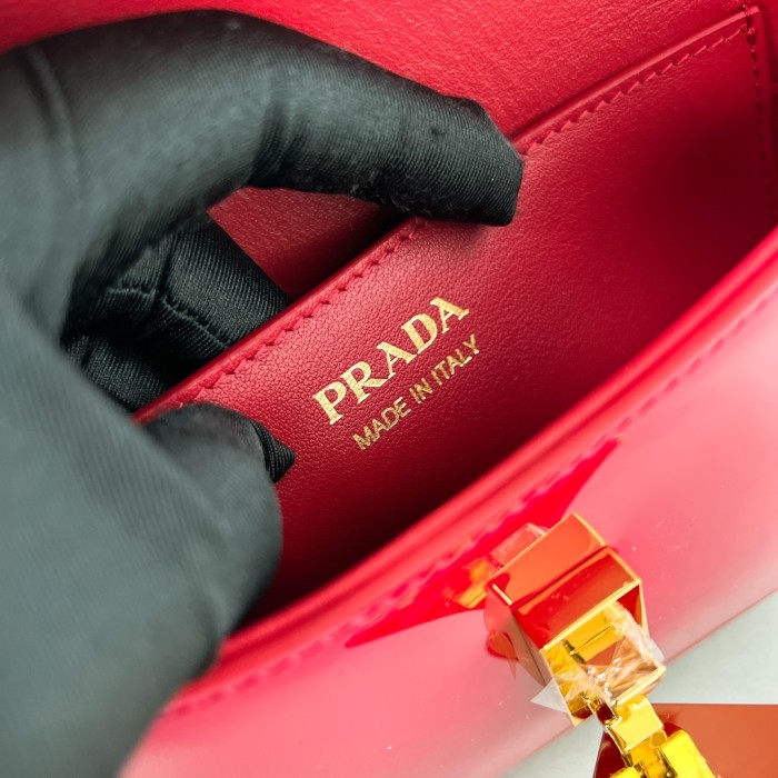 Logo-Plaque Glossy Leather Cross-Body Bag“20.5*10.5*4CM”-089=
