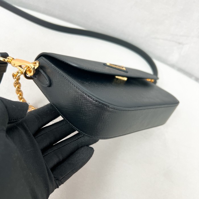 Logo-Plaque Glossy Leather Cross-Body Bag“20.5*10.5*4CM”-088=