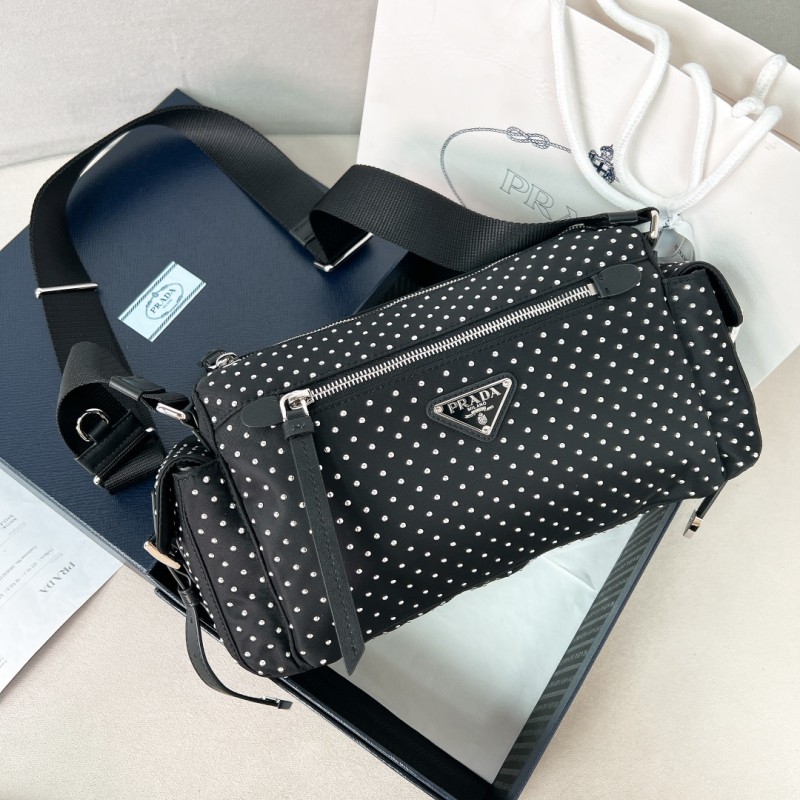 Re-Nylon Studded Shoulder Bag“26*17*9CM”-089=