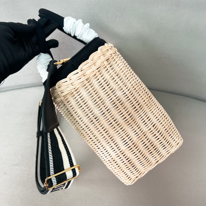 Wicker Logo-Plaque Satchel Bag“26*18*11.5CM”-0811=