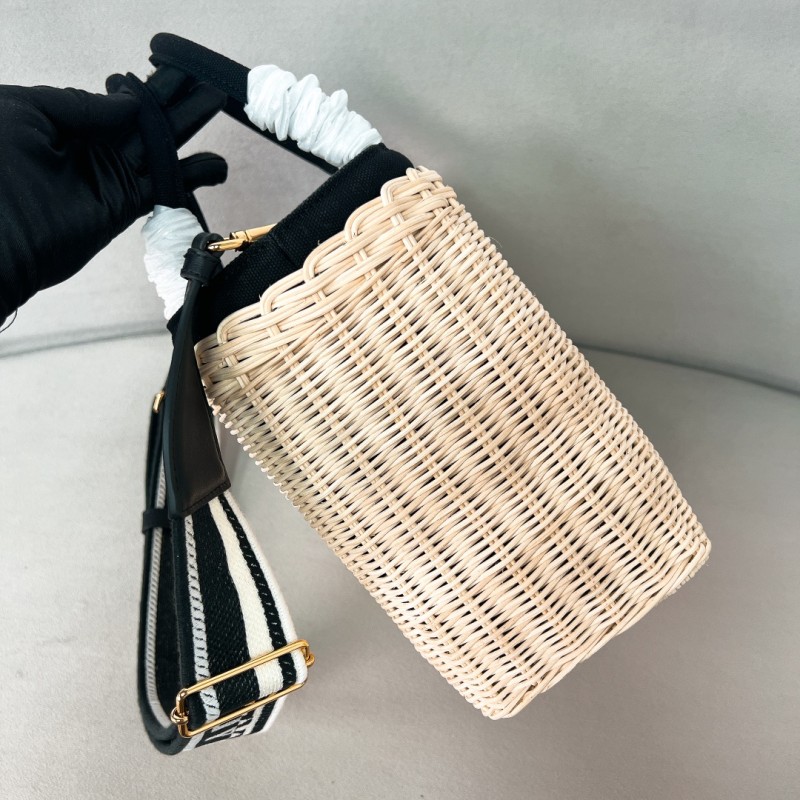 Wicker Logo-Plaque Satchel Bag“26*18*11.5CM”-0811=