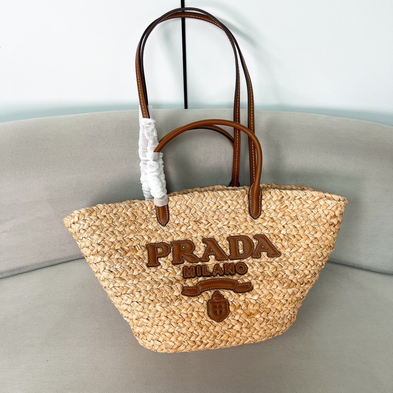 Large raffia and leather shopping bag“25*25*15CM”-0811=