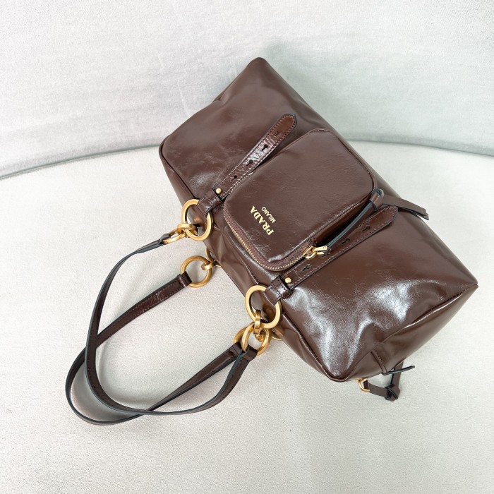 Dangle Medium Leather Top-Handle Bag“30*14*13.5CM”-0801=